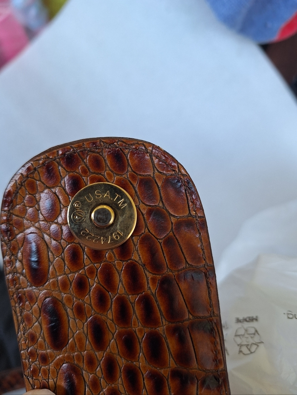 Brahmin Julian Tote Pecan Melbourne Croc Embossed Leather Bucket Bag + Organizer - Picture 13 of 16